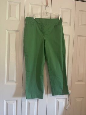 Ann Taylor Green Cropped Straight-Leg Pants